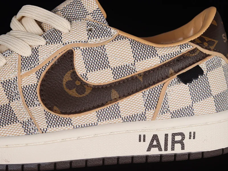 All categories Air Jordan Jordan series basketball shoes Air Jordan 1 Low gift box version Donkey brand x Air Jordan 1 Low OG Custom "Damier Azur/Brown/LV Monogram" AJ1 Joe 1 joint model classic low-top cultural versatile casual sports basketball shoes